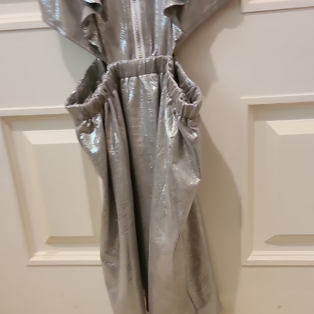 Silver Metallic Ruffle Jumpsuit - Picture 5 of 5
